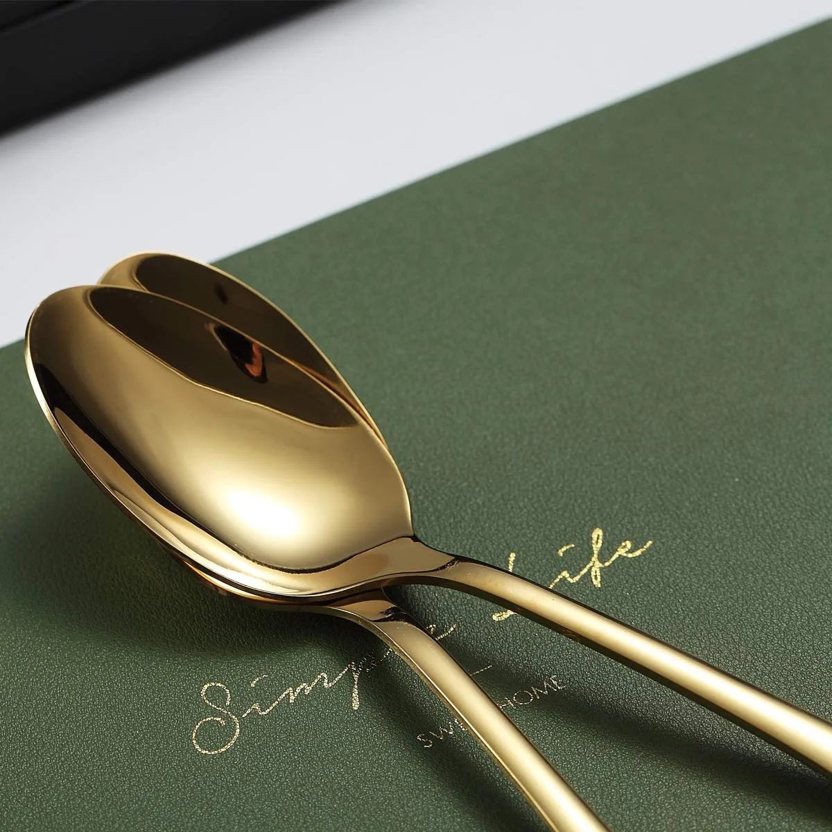 Set of 6 - Mirror Polished Stainless Steel Golden Spoons Cutlery Set