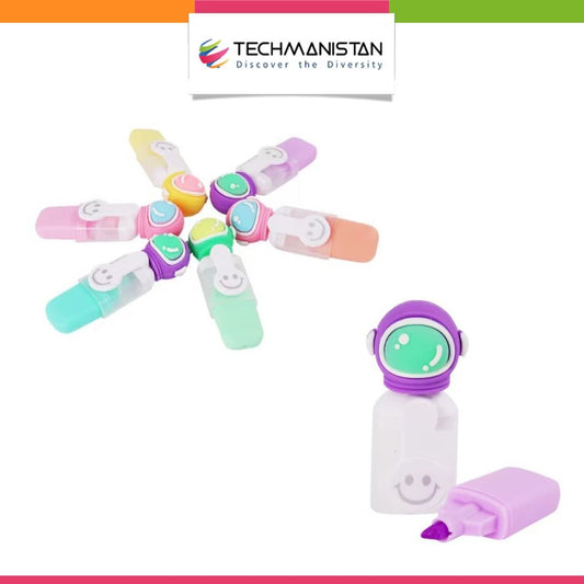 Set of 6 - Spaceman Highlighters with Pouch