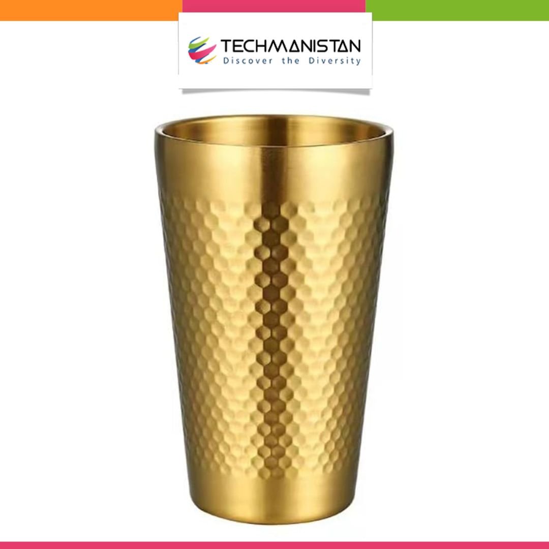 Stainless Steel Hammered Texture Golden Glass