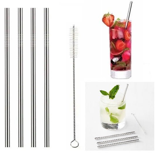 Stainless Steel Reusable Drinking Straws With Cleaning Brush