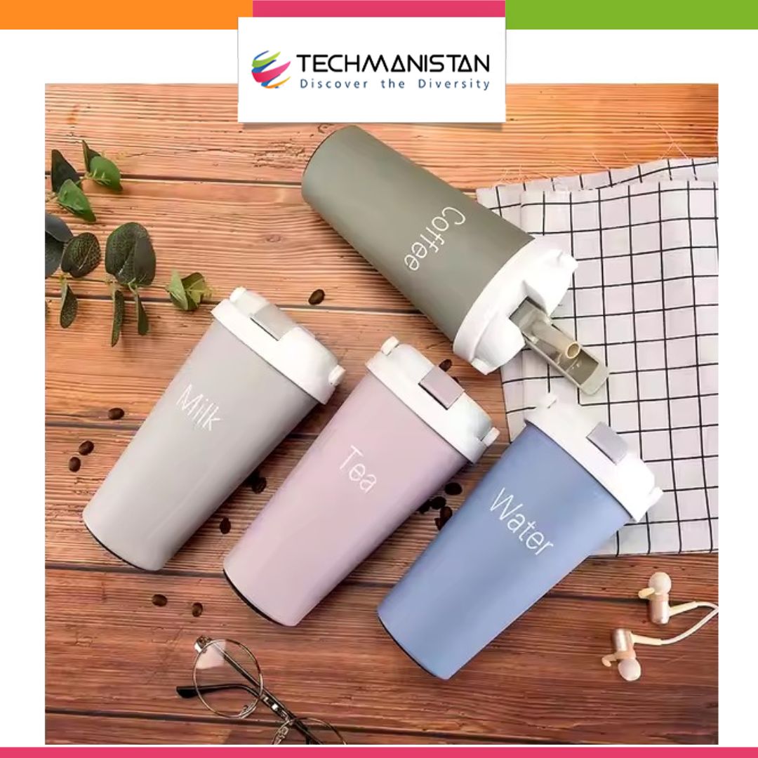 Stainless Steel Tumbler with Straw and Lids