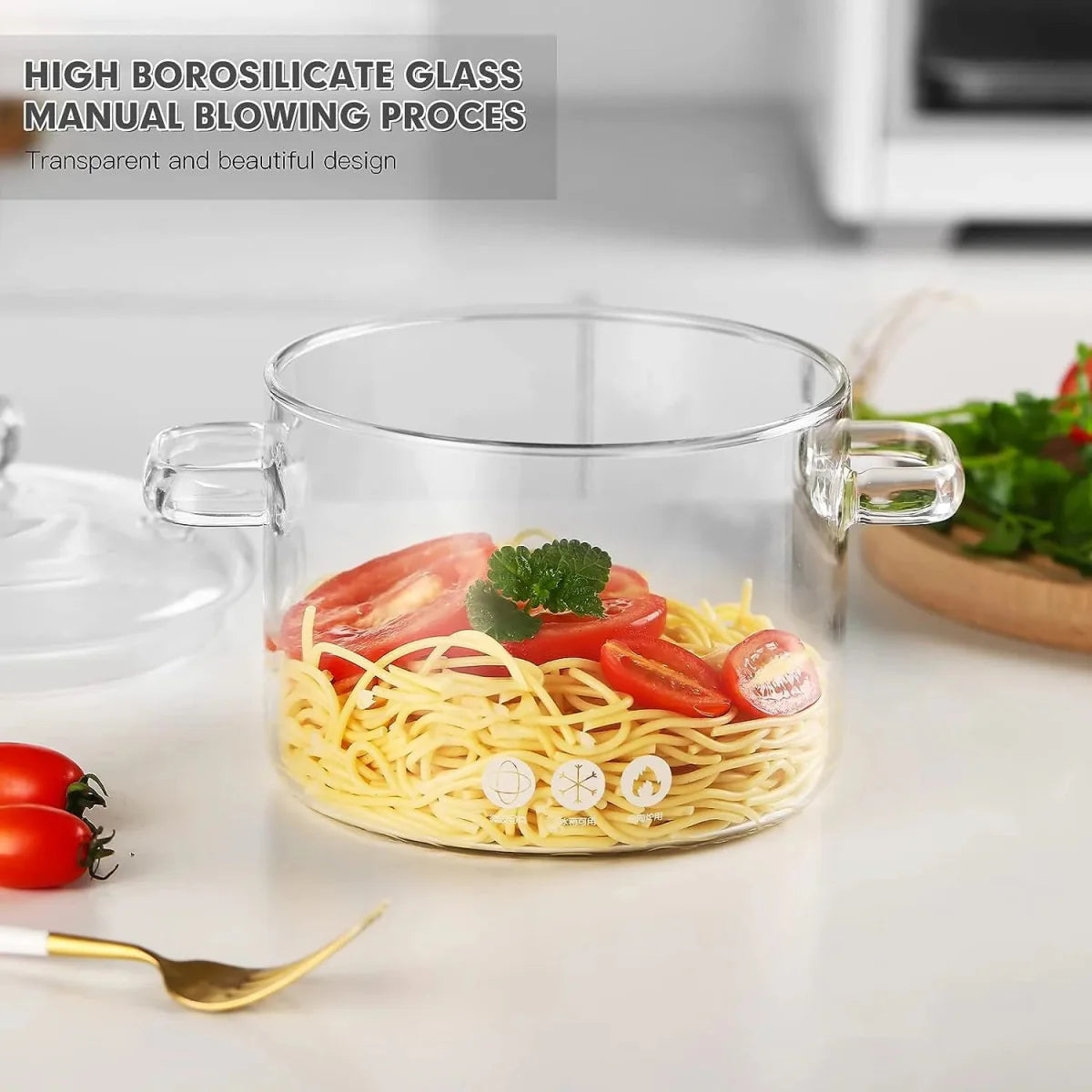 Stovetop Glass Cooking Pot with Lid