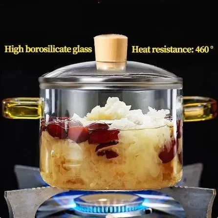 Stovetop Glass Cooking Pot with Lid