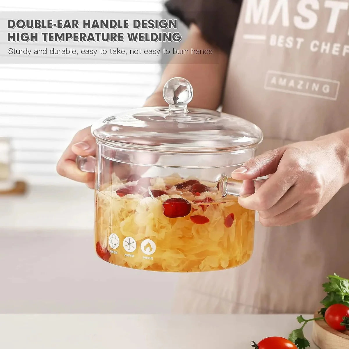 Stovetop Glass Cooking Pot with Lid