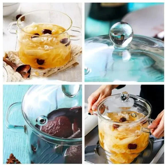 Stovetop Glass Cooking Pot with Lid