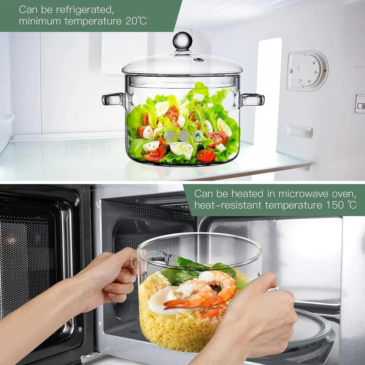 Stovetop Glass Cooking Pot with Lid