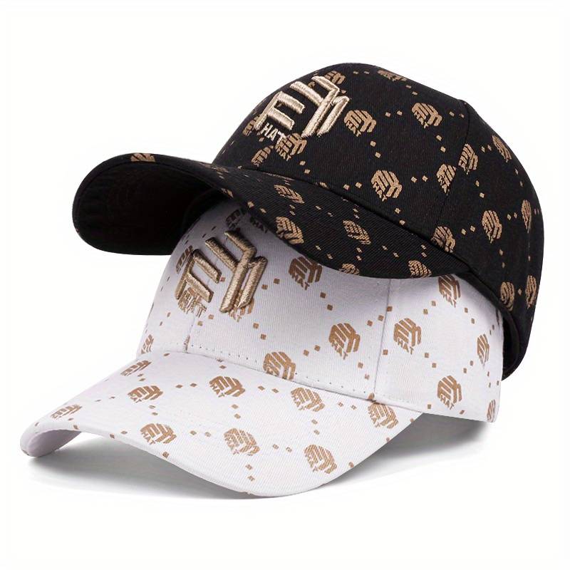 Trendy Black and White Peaked Hat with Golden Accents – Adjustable & Breathable